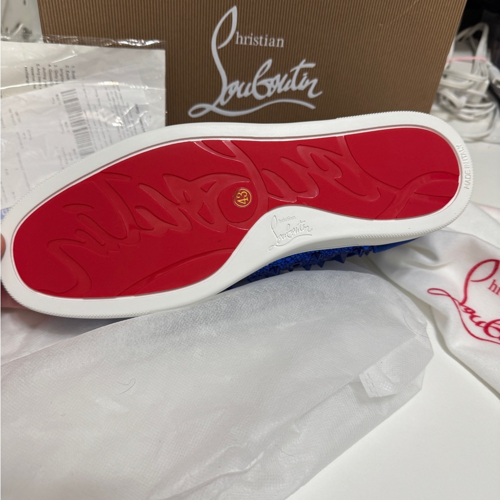 Christian Louboutin Royal Blue Embellished Sneakers - Picture 5 of 5